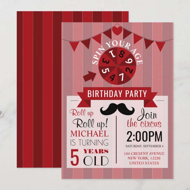 Classic Circus Poster Children's Birthday Party Invitation (Front/Back)