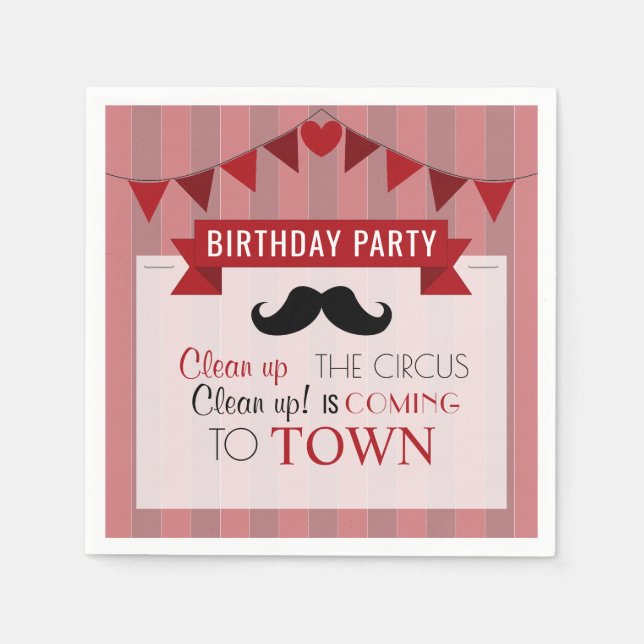 Classic Circus Poster Children's Birthday Party Napkin (Front)