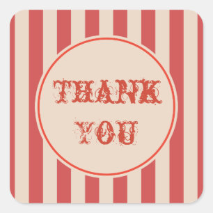 Classic Circus Stripes Thank You Stickers