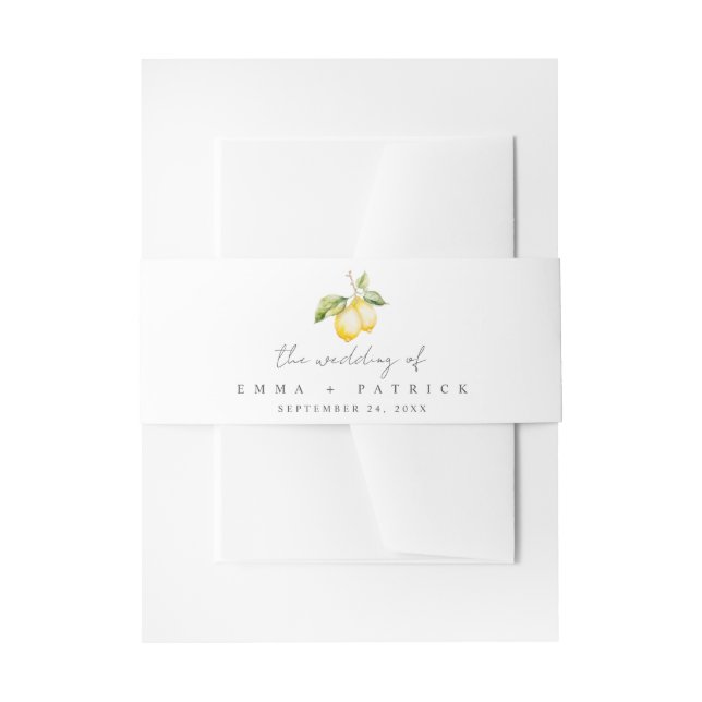 Classic Citrus Lemon Summer Wedding Invitation Belly Band (Front Example)
