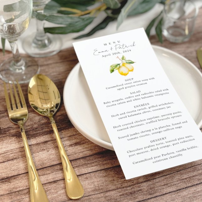 Classic Citrus Lemon Summer Wedding Menu (Creator Uploaded)