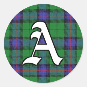 Classic Clan Armstrong Tartan Monogram Round Sticker