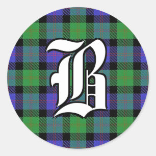 Classic Clan Blair Tartan Monogram Round Sticker