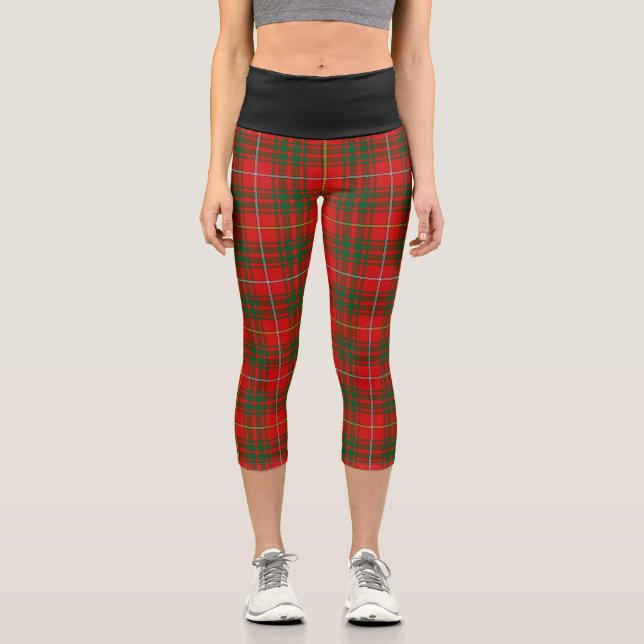 Classic Clan Bruce Tartan Plaid Capri Leggings (Front)
