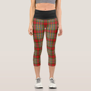 Classic Clan Chattan Tartan Plaid Capri Leggings