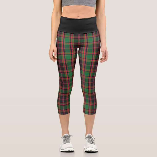 Classic Clan Cumming Hunting Tartan Plaid Capri Leggings (Front)