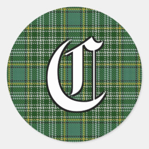 Classic Clan Currie Tartan Monogram Round Sticker
