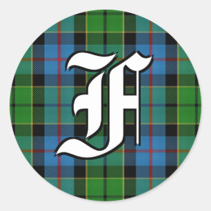 Classic Clan Forsyth Tartan Monogram Round Sticker