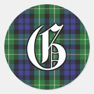 Classic Clan Graham Tartan Monogram Round Sticker