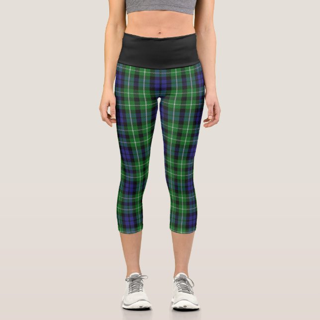 Classic Clan Graham Tartan Plaid Capri Leggings (Front)
