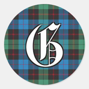 Classic Clan Guthrie Tartan Monogram Round Sticker
