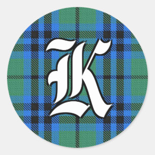 Classic Clan Keith Tartan Monogram Round Sticker