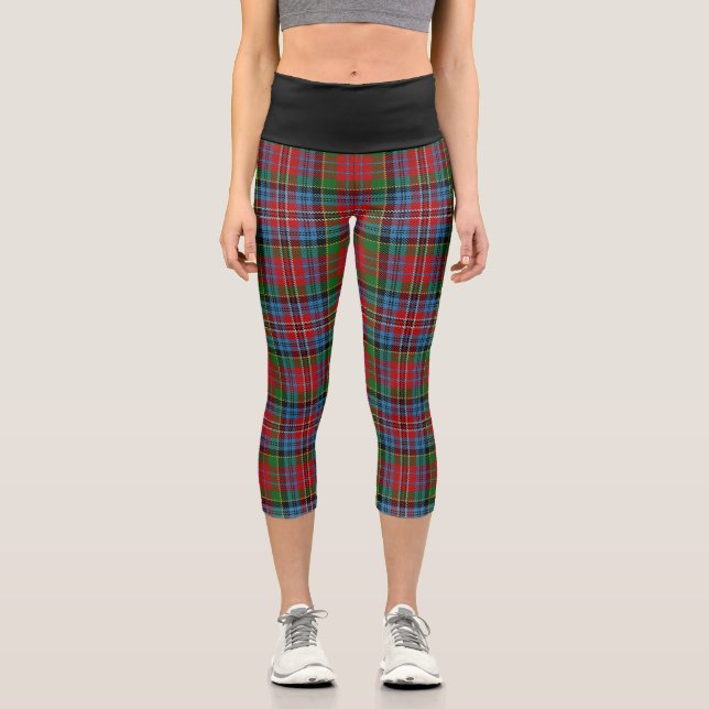 Classic Clan Kidd Tartan Plaid Capri Leggings (Front)