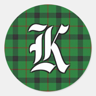 Classic Clan Kincaid Tartan Monogram Classic Round Sticker
