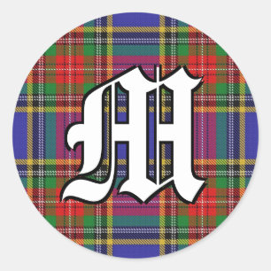 Classic Clan MacBeth Tartan Monogram Round Sticker