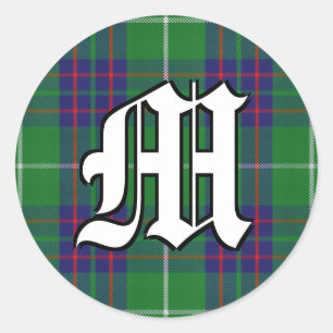 Classic Clan MacIntyre Tartan Monogram Round Sticker