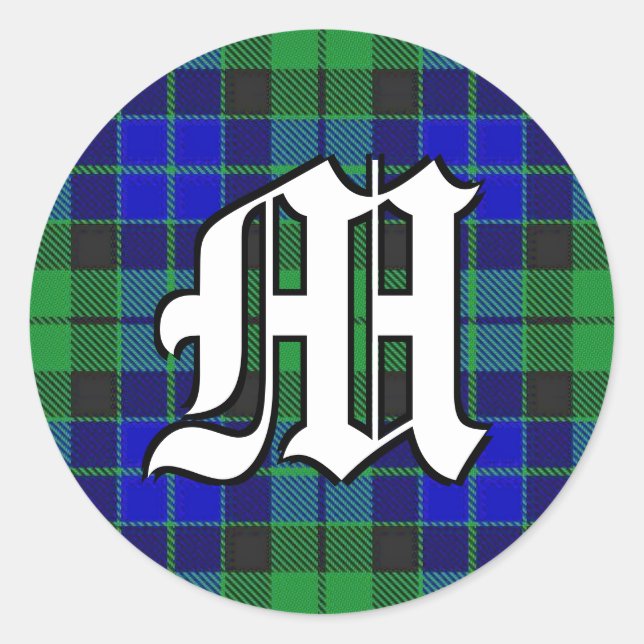 Classic Clan MacKay Tartan Monogram Classic Round Sticker (Front)