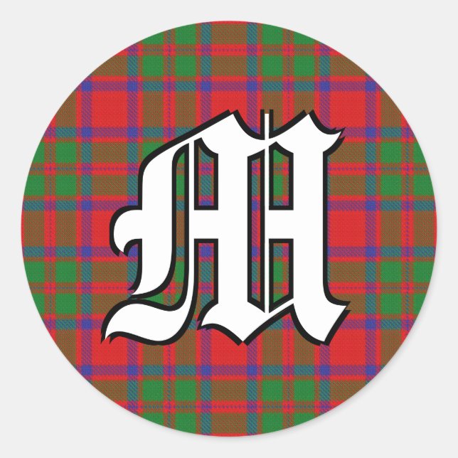Classic Clan MacKintosh Tartan Monogram Round Sticker (Front)