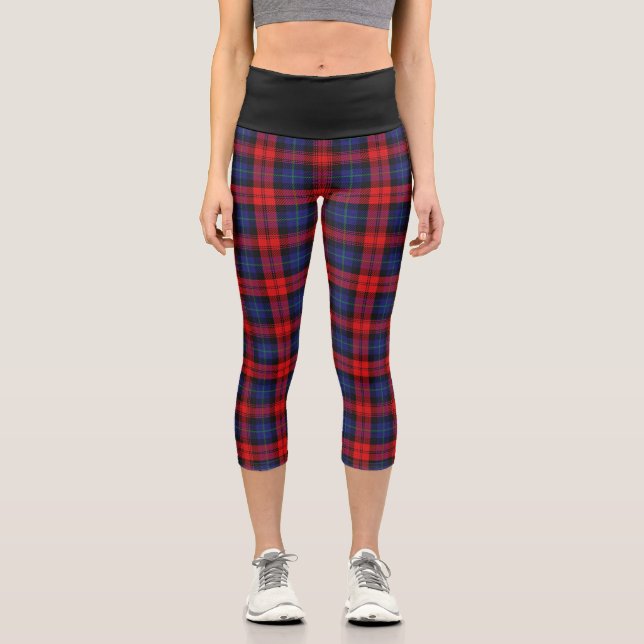 Classic Clan MacLachlan Tartan Plaid Capri Leggings (Front)