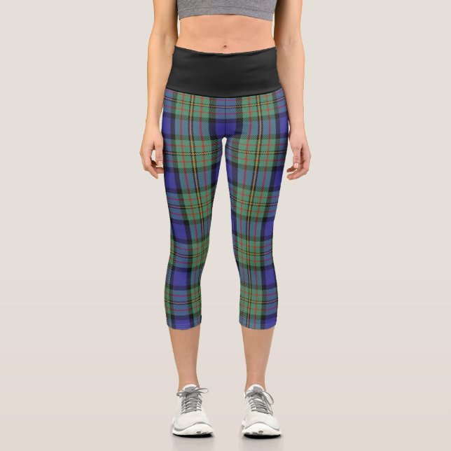 Classic Clan MacLaren Tartan Plaid Capri Leggings (Front)
