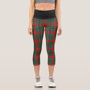 Classic Clan MacLean Red Tartan Plaid Capri Leggings