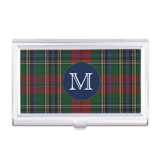 Classic Clan MacLean Tartan Plaid Monogram Business Card Holder