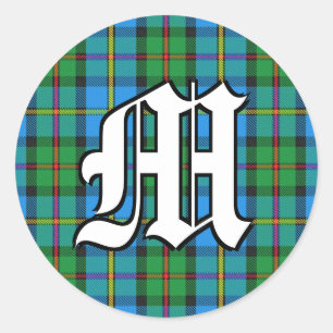 Classic Clan MacLeod of Harris Tartan Monogram Round Sticker