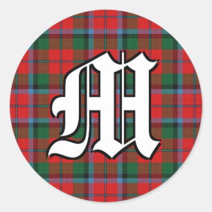 Classic Clan MacNaughton Tartan Monogram Classic Round Sticker