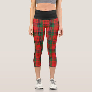 Classic Clan MacNicol Red Tartan Plaid Capri Leggings