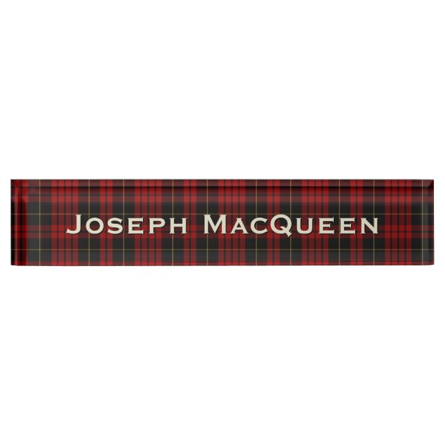 Classic Clan MacQueen Custom Desk Nameplate (Front)