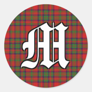Classic Clan Matheson Tartan Monogram Round Sticker