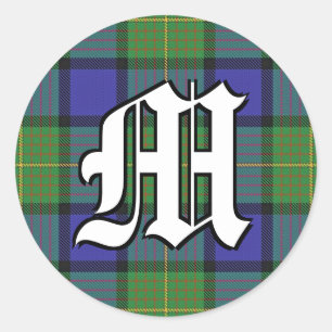 Classic Clan Muir Tartan Monogram Classic Round Sticker