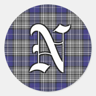 Classic Clan Napier Tartan Monogram Round Sticker