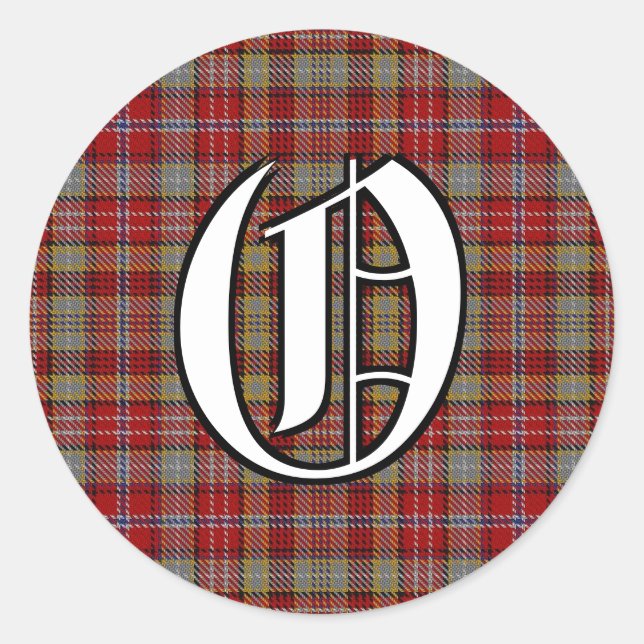 Classic Clan Ogilvie Ogilvy Tartan Monogram Classic Round Sticker (Front)