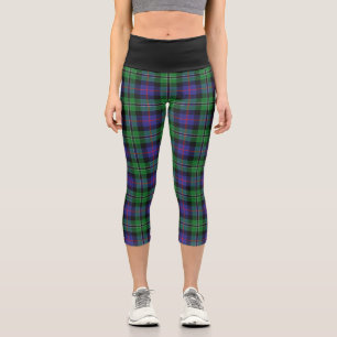 Classic Clan Rose Hunting Tartan Plaid Capri Leggings