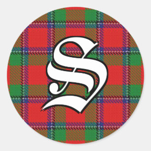 Classic Clan Sinclair Tartan Monogram Round Sticker