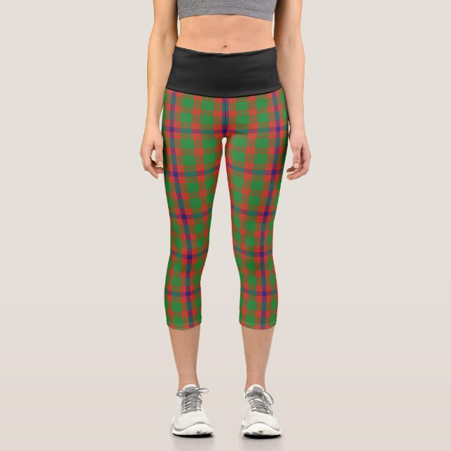 Classic Clan Skene Tartan Plaid Capri Leggings (Front)