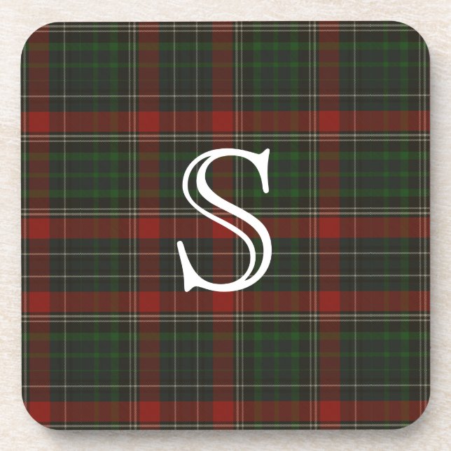 Classic Clan Stuart Plaid Monogram Coaster (Front)