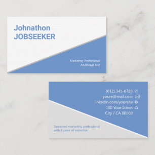 Classic Clean Job Seeker Jobseeker Blue Classy Business Card