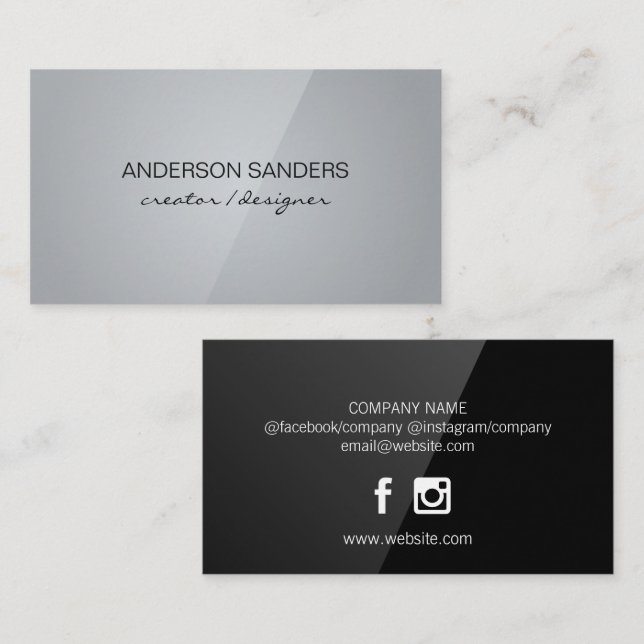 Classic Clean Professional (Black / Grey )  Business Card (Front/Back)
