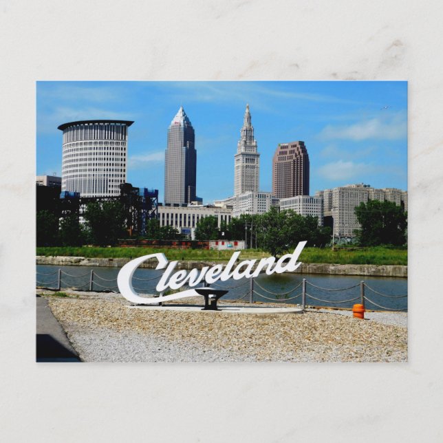 Classic Cleveland River Skyline Postcard (Front)