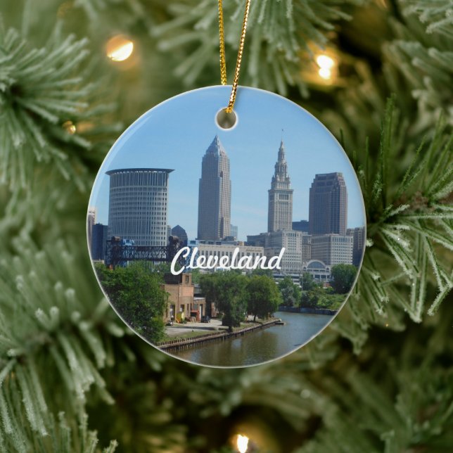 Classic Cleveland Skyline Ceramic Tree Decoration (Tree)
