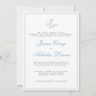 Classic Coastal Formal Wedding Invitation