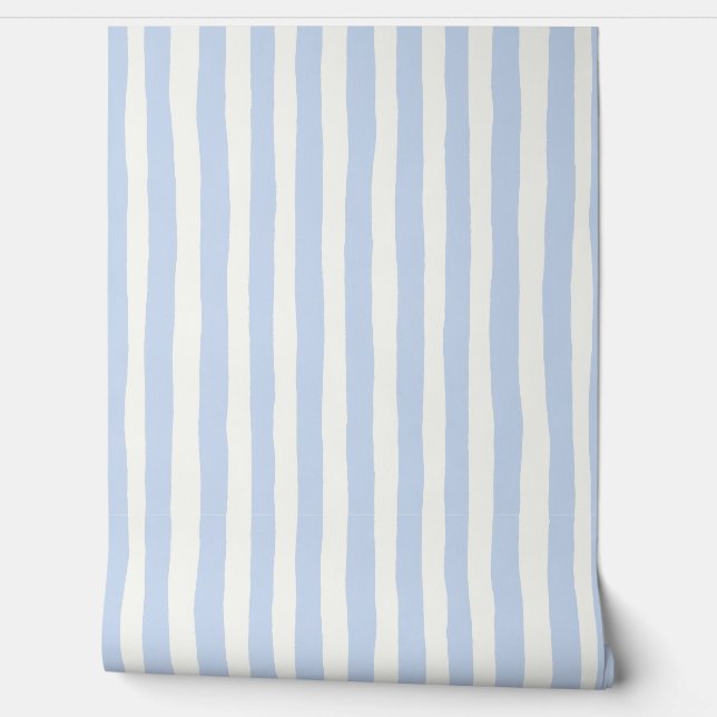 Classic Coastal Handpainted Stripe Wallpaper (Unrolling)