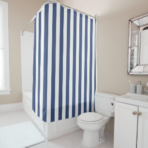 Classic Coastal Stripes   Cobalt Blue Stripes Shower Curtain