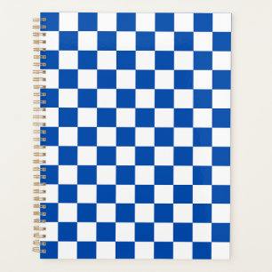 Classic cobalt blue checkerboard planner