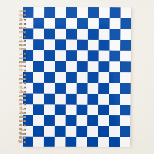 Classic cobalt blue checkerboard planner (Front)