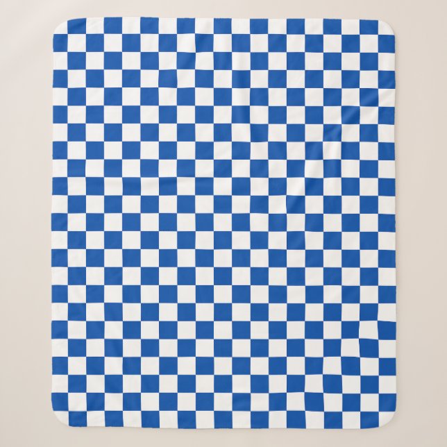 Classic cobalt blue checkerboard sherpa blanket (Front)