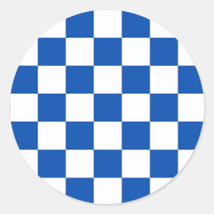 Classic cobalt blue chequerboard round sticker