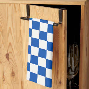 Classic cobalt blue chequerboard tea towel